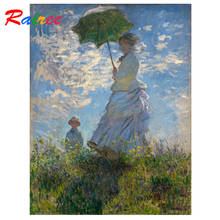 Monet Famous Painting "Woman with Umbrella in Waterfront Park" 5D DIY Diamond Painting Diamond Embroidery Rhinestones Picture 2024 - buy cheap