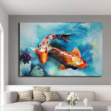 Modern Chinese Style Canvas Painting Wall Art Lucky Fish Koi Animal Posters and Prints Nine Fish for Home Decoration Cuadros 2024 - buy cheap