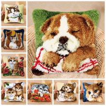 Latch Hook Pillow Cute Cat Dog Rug Kits Smyrna European And American Style Latch Hook Cartoon Animal Series DIY Package Pillow 2024 - buy cheap
