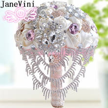 JaneVini Luxury Water Drops Bridal Bouquet Waterfall Diamond Crystal Wedding Bouquet for Brides Rhinestones Beaded Pearl Flowers 2024 - buy cheap