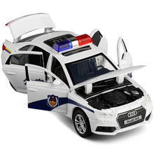 JKM-coche de policía Audi 1:32, coche de aleación 110, modelo de coche de juguete con sonido de voz y luz, de Metal 2024 - compra barato
