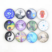 24pcs New Arrival Cabochon Glass Snaps Jewelry Faith Eyes Hands Ying Yang Button for 18mm Snap Bracelet Snap Earrings Jewelry 2024 - buy cheap