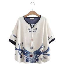 MERRY PRETTY Cotton Women's Cartoon Print Harajuku T Shirts Summer Short Sleeve O-Neck Patchwork T Shirt Femme Basic Tops Tees 2024 - buy cheap