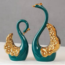 EUROPEAN-STYLE BLUE CERAMIC SWAN CRAFTS ORNAMENTS, CREATIVE ARTWORK, HOME OFFICE DESKTOP DECORATIONS, WEDDING GIFTS 2024 - buy cheap