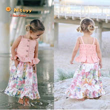 1-6T Girls Clothes Toddler Kids Baby Set Sleeveless Summer T-shirt Tops Floral Fashion Skirt Clothing Outfits 2PCS 2020 NEW  2024 - buy cheap