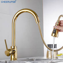 Kitchen Sink Pull Out Gold Faucet Deck Mount Shower Column Water Tap Copper Mixer Crane Modern Design Luxury Rotatable Faucets 2024 - buy cheap