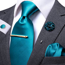 Hi-Tie Green Silk Men's Tie Clip Bule Solid Tie For Men Gift Box for Men Luxury Necktie Hanky Cufflinks Set Formal Wedding Tie 2024 - buy cheap