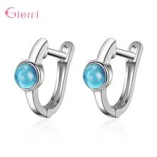 New Fashion Design 925 Sterling Silver Huggie Hoop Earrings with Blue Stones CZ Earring For Women Girl Popular Jewelry 2024 - buy cheap