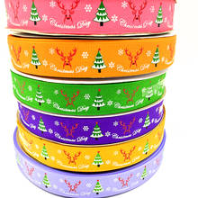 5 yards 25mm Colorful Christmas Ribbon Printed Grosgrain Ribbon for Gift Wrapping Wedding Decoration Hair Bows DIY 2024 - buy cheap