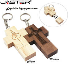 JASTER Customized wooden  cross usb flash drive pen drive memory usb 2.0 4GB 8GB 16GB 32GB 64GB fashion gift Custom logo 2024 - buy cheap