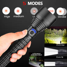 Super Powerful Xlamp XHP50 LED Flashlight LED Torch USB Charge Lamp Zoom Tactical Torches with 26650 Rechargeable Battery 2024 - buy cheap