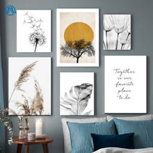 Arte da parede pintura em tela preto e branco planta ainda vida pinheiro dandelion nordic posters imagem decorativa moderna decoração para casa 2024 - compre barato