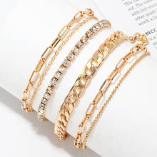 Alloy Chains Rhinestone Ankle Chain Female Simple Style 2020 Summer Fashion Beach Foot Jewelry Anklets for Women Gold Color New 2024 - buy cheap