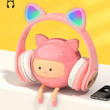 NEW LED Cat Ear Wireless Headphones Metallic feel Earmuffs Headset Bluetooth 5.0 Kids Headset Support TF Card With Microphones 2024 - buy cheap