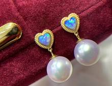 MADALENA SARARA 8-9mm Freshwater Pearl Women Earrings 18K Gold Heart Style Natural Color Opal Stone Earrings 2024 - buy cheap