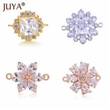 Juya jóias fazendo suprimentos série de luxo zircão cristal flores conector encantos para pulseira colar brincos descobertas diy 2024 - compre barato