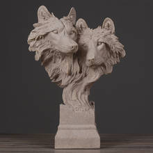 Estatueta de busto dupla face de lobo em resina, arte e artesanato, decoração de armário, sala de estar, quarto l3335 2024 - compre barato