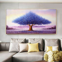 Purple Flower Tree Landscape Picture Scandinavian Scenery Nature Oil Painting Printed on Canvas Wall Painting Nordic Decoation 2024 - buy cheap