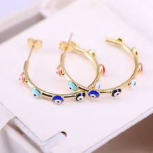 6Pairs Round Shape enamel eye earring studs Gold Color Fashion Jewelry women Earrings 2024 - buy cheap