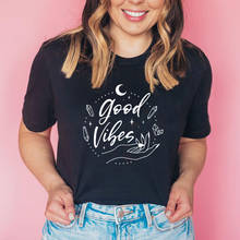 Camiseta con estampado de Luna Celestial de Good Vibes para mujer, playera con estampado de Witchy, ropa de estética gótica, camiseta de naturaleza 2024 - compra barato