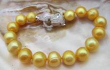 noble jewelry Huge 9-10mm natural Freshwater  gold pearl bracelet 7.5-8inch 2024 - buy cheap