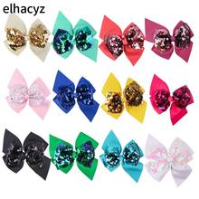 20pcs/lot NEW Glitter 4.5 inch Reversible Sequin Bows With Clips Grosgrain Ribbon Chic Hair Bows Clips Hairpin Hair Accessories 2024 - buy cheap