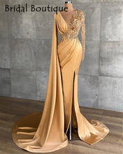 Пикантным дизайном сбоку Разделение Русалка, v-образная горловина, вечернее платье с длинным рукавом из бисера на Ближнем Востоке, Дубае вечернее Вечерние платья 2024 - купить недорого