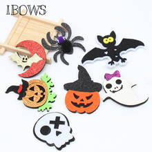 IBOWS 10pcs Halloween Patches Pumpink Glitter Felt Stickers Cloth Decoration Appliques for DIY Hair Accessories Handmade Crafts 2024 - buy cheap