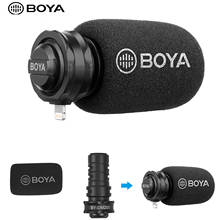 Boya microfone condensador para espingarda, microfone digital estéreo com entrada lightning para apple iphone 8x7 7 plus ipad ipod touch etc 2024 - compre barato