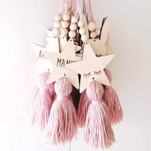 1 pcs Nordic Style Cute Stars Cat Shape Wooden Beads Tassel Hanging Pendant Room Decoration Wall Hanging Ornament Hot Sale 2024 - buy cheap