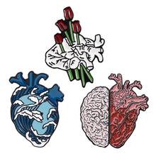 Pinos anatômicos da neurologia do coração do broche da anatomia médica dos pinos do esmalte do coração para o doutor e a enfermeira 2024 - compre barato