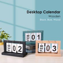 Desktop de madeira flip calendário artigos do vintage casa mesa decoração virar página calendário ornamentos madeira prop fotográfico 2024 - compre barato