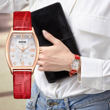 Dom relógio feminino luxuoso de quartzo, à prova d'água vestido de couro feminino dourado 2024 - compre barato