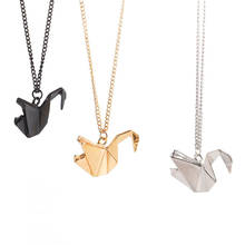 Lady Female Girl Women Girlfriend Couples Metal Gold Black Silver Color Cute Animal Pigeon Bird Paper Crane Charm Necklace 2024 - buy cheap