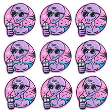 10pcs Alien Pink Badge Patch Iron On Patch On Clothes Sewing Stripe Patch Embroidered Patches For Clothing Applique Jacket Jeans 2024 - buy cheap