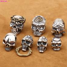 BOCAI-colgante de plata de ley S925 con forma de Calavera, joyería de plata tailandesa con personalidad, cadena de mano con abalorios 2024 - compra barato