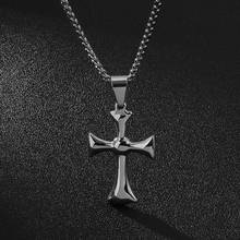 HaoYi Stainless Steel Silver Color Cross Pendant Necklace Men's Gold Simple Prayer Jewelry 2024 - buy cheap