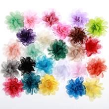 60 шт., 5 см, 2 дюйма, шикарные шифоновые цветы для повязки на голову, тканевые цветы для заколки для волос, аксессуары, бутик, принцесса, тканевый цветок для волос 2024 - купить недорого