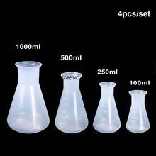 Garrafa cônica de plástico para testes de laboratório, 4 tamanhos de 100ml/250ml/500 ml 2024 - compre barato