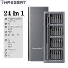 THREEBAT-Juego de destornilladores de uso diario, caja de aluminio de brocas magnéticas de precisión, 24 herramientas de reparación, 2021 2024 - compra barato