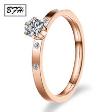 BFH-anillos de boda de cristal de corona de color plateado para mujer, sortija de compromiso romántica de aleación de Zinc delicada, joyería 2019 2024 - compra barato