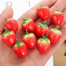 10pcs/lot Simulation Resin Strawberry Charms Pendants For DIY Earrings Keychain Jewelry Making Accessories 2024 - buy cheap