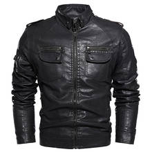 Autumn and winter leather jacket men's motorcycle leather machine jacket retro men's jacket fur warm jacket large size 2024 - buy cheap