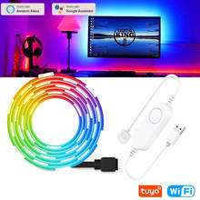 Controle de luz led rgb smd 5050, tira flexível de 1-3m, wi-fi, usb, 5v, para iluminação de tv smart, tuya, alexa, google home 2024 - compre barato