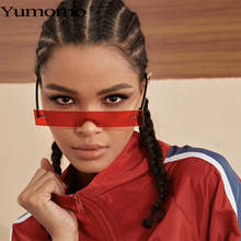 Óculos de sol retângulo vintage, óculos escuros para mulheres de marca retrô uv400, armação pequena, preto e vermelho 2024 - compre barato