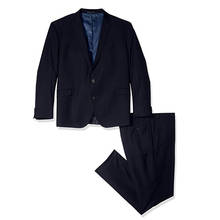 Traje azul marino de dos piezas para hombre, traje de novio con solapa de muesca, estilo holgado y relajado, traje de negocios para ocio, traje de cena (chaqueta + pantalón) 2024 - compra barato