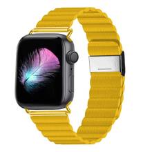 Pulseira para apple relógio banda 44mm 40mm iwatch banda 38mm 42mm magnético pulseira de couro genuíno loop apple assistir série 3 4 5 se 6 2024 - compre barato