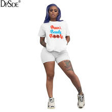 DPSDE women 2020 new summer hip hop style sets short sleeve round neck top elastic short pants printed 5 color two piece sets 2024 - buy cheap