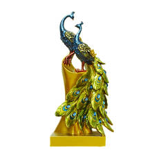 Gorgeous Feathers Peacock Resin Statues Vase New Home Decor Handicraft Modern Bedroom Living Room Wedding Gift Decoration 2024 - buy cheap