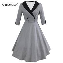 Invierno a cuadros negro Vintage 50s 60s ropa de mujer de algodón Casual fiesta de Swing Rockabilly 1950 Oficina de Trabajo de dama Vestidos 2024 - compra barato